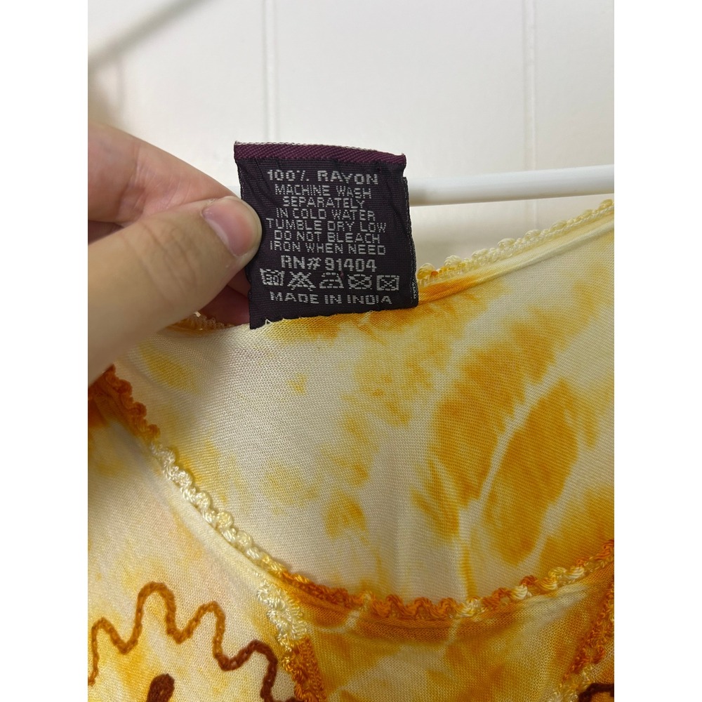 NF Free size Dress Womens Orange Tie Dye Embroidered Boho whimsy festival summer - Picture 8 of 9
